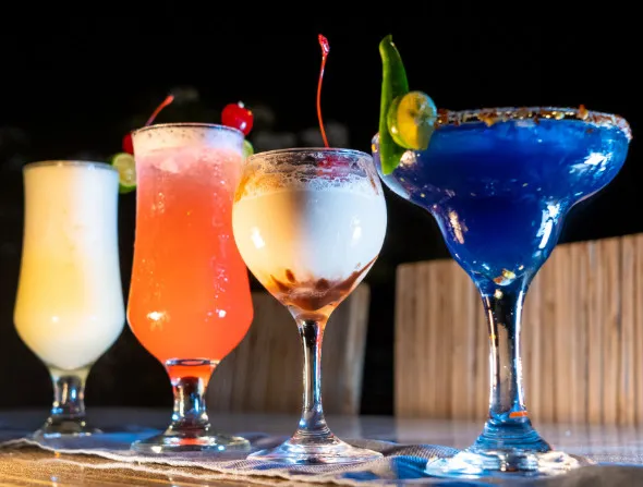 A selection of cocktails served in the bar at Lokal Hotels Dauin