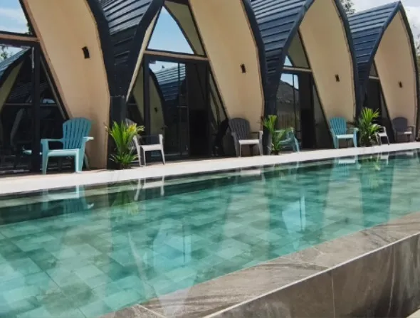 Arched Shaped Poolside Room Exterior View at Lokal Hotels Dauin
